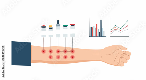 Allergic Reaction on Arm with Multiple Test Sites.