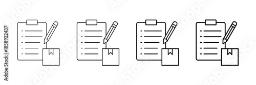 Order Sheet Icons Vector Set In Different Stroke Line Style