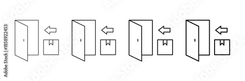 Goods Exit Icons Vector Set In Different Stroke Line Style