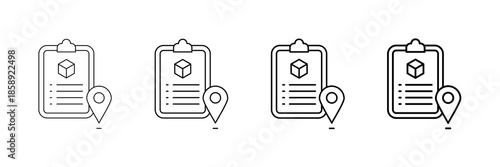 Asset Track Icons Vector Set In Different Stroke Line Style