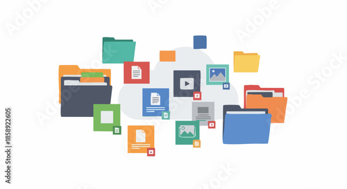 Digital organization of files and documents in folders.