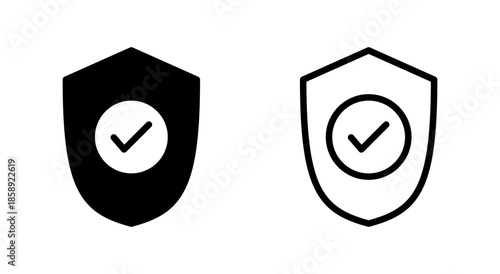 Shield check mark icon symbol for apps and websites. Protection approve sign. Insurance icon