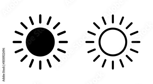 Sun icon symbol for apps and websites. Brightness sign and symbol