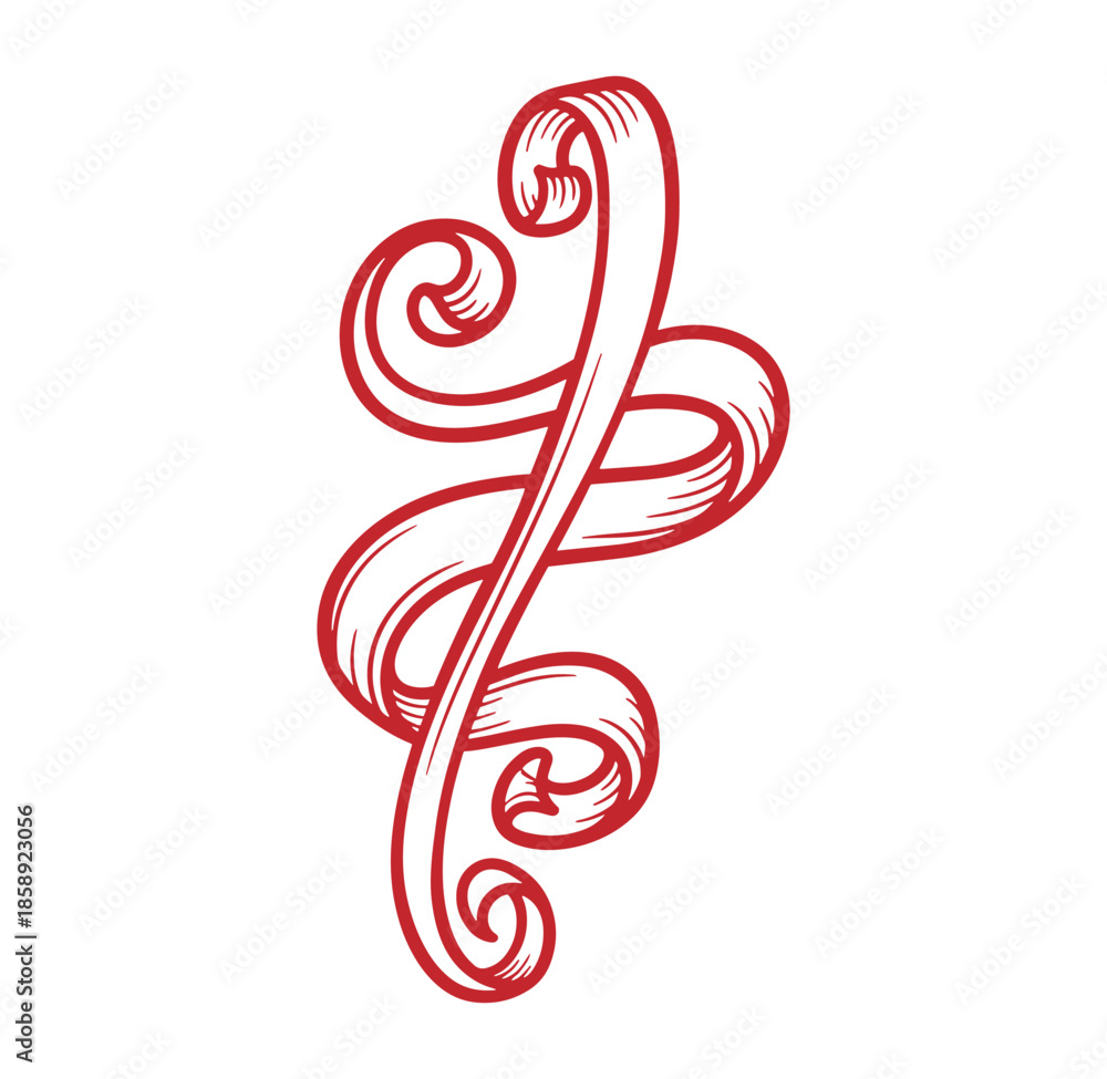 Obraz premium red swirly decorative design element for graphic resources