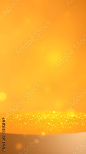 Warm golden hour light, modern flat design sparkles, white and gold, simple two-dimensional shapes, radiant product and invitation background. Vertical, standing image.