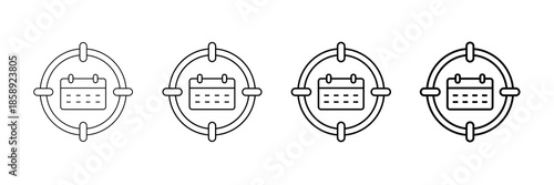Weekly Goals Icons Vector Set In Different Stroke Line Style