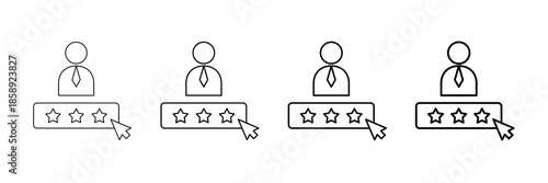 Rating Stars Icons Vector Set In Different Stroke Line Style