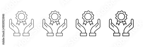 Reward Badge Icons Vector Set In Different Stroke Line Style