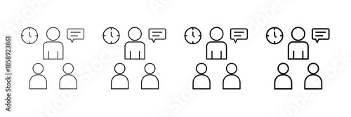Coaching Time Icons Vector Set In Different Stroke Line Style