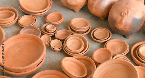 hand made clay dishes and piggy banks