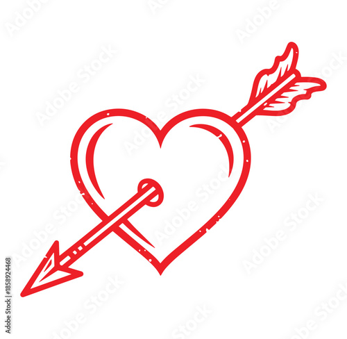 red heart pierced by an arrow symbol  love and passion icon