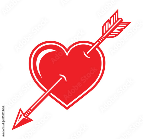 red heart pierced by arrow symbol  love and passion icon