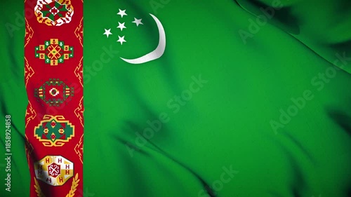 Turkmenistan Flag Animation Close-up 4K