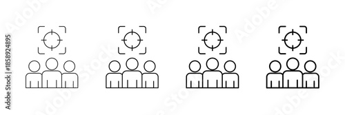 Target Audience Icons Vector Set In Different Stroke Line Style
