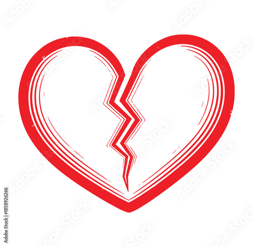 redcrackedheartshapesymbolisolatedonwhitebackground
