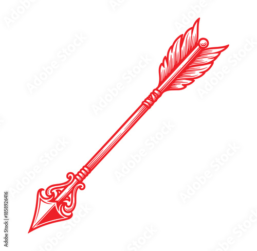 redillustrationofanarrowwithdecorativepointandfeathers