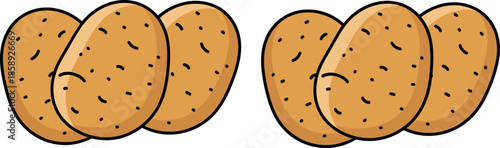 Set of fresh raw brown potatoes vector illustration isolated on white background for grocery food and vegetable icons.