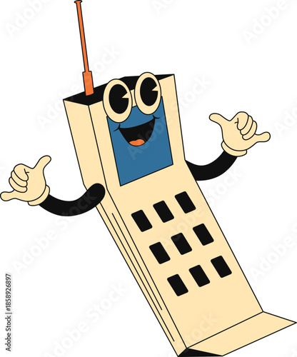 Vintage Cartoon Cell Phone Mascot