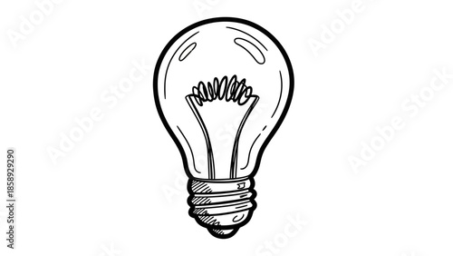 A Hand Drawn Sketch of a Classic Incandescent Light Bulb.