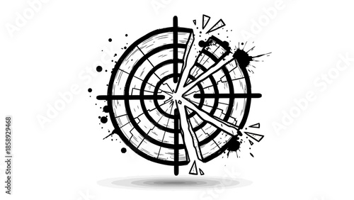 Abstract Target Symbol with Splatter Effect.