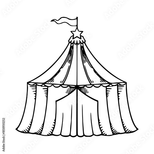 classic circus tent marquee line art vector