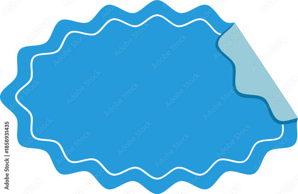 Fototapeta premium Blue scalloped oval sticker label