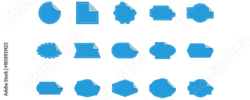Blue peeled corner sticker labels