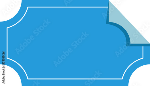 Blue sticker with curled corner
