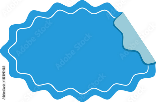 Blue scalloped oval sticker label