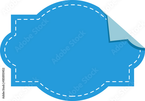 Blue stitched decorative sticker label