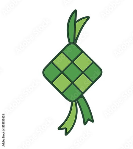 Ketupat Dumpling Cartoon Illustration.