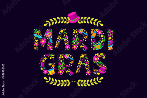 mardigras with ornament for banner and poster