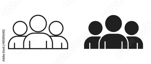 People Icon Line,  Illustration, Including Human Figures, Team Icons, Group Symbols, User Silhouettes