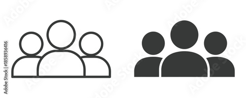People Icon Line, Illustration, Featuring Human Silhouettes, User Symbols, Team and Group Graphics