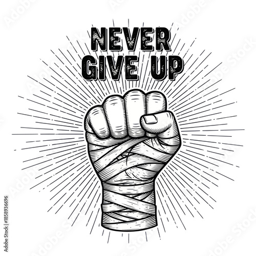 Clenched Fist Wrapped in Bandages Illustration.