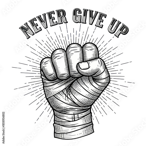 Clenched Fist with Bandages and Motivation.
