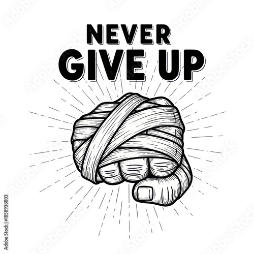 Illustration of a Clenched Fist with Bandage.