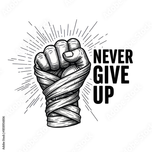 Clenched Fist Wrapped with Bandage.