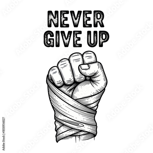 Clenched Fist Wrapped with Bandage Illustration.