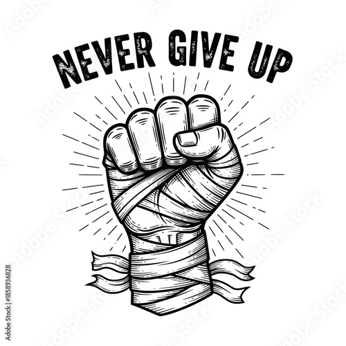 Clenched Fist Wrapped with Bandages Illustration.