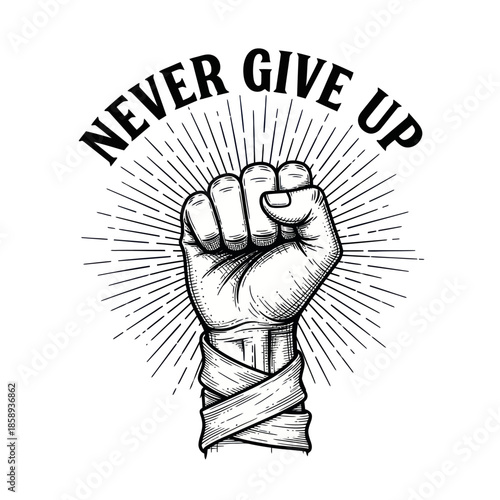 Clenched Fist with Motivational Quote Illustration.