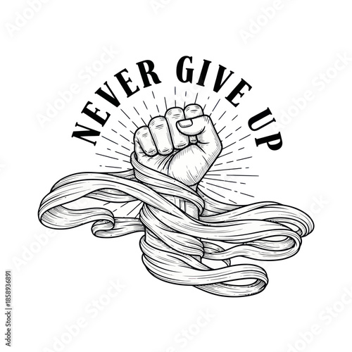 Clenched Fist Breaking Free from Chains.