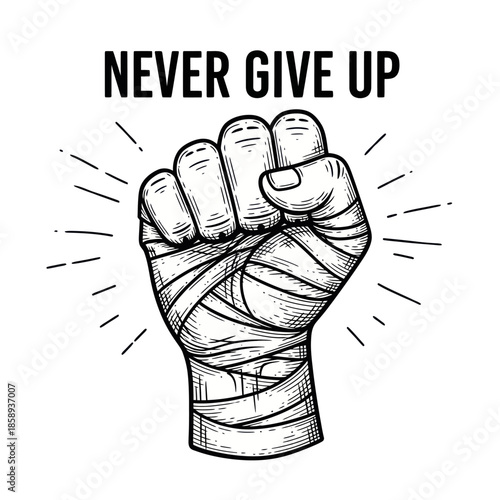 Clenched Fist Wrapped in Bandages Illustration.