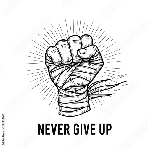 Illustration of Clenched Fist with Bandages.