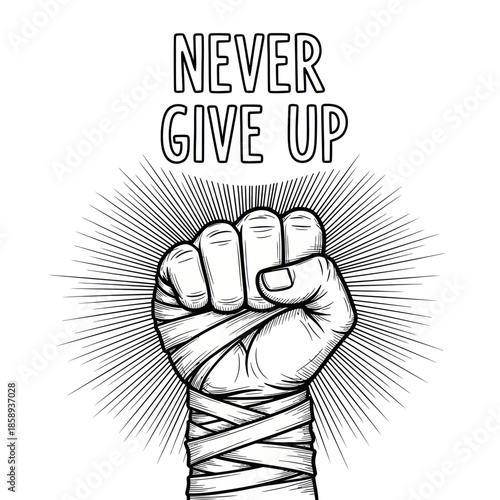 Clenched Fist with Bandages and Motivation.