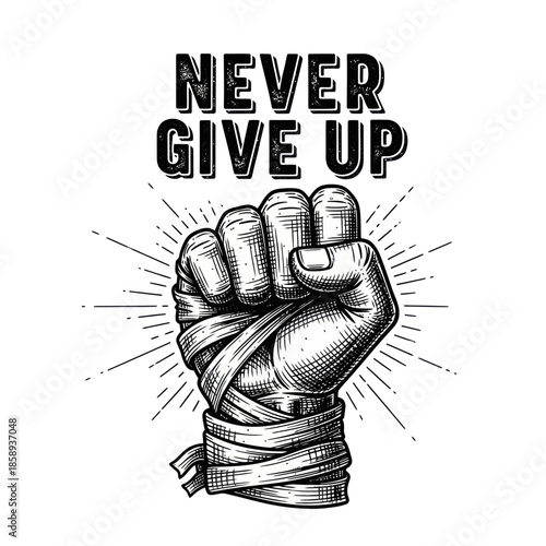 Clenched Fist Wrapped with Bandage Illustration.