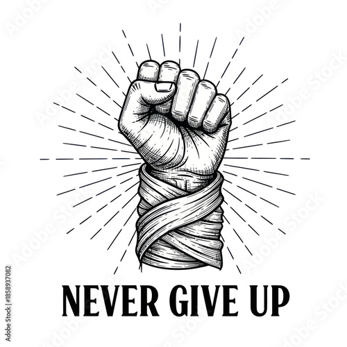 Clenched Fist Wrapped with Bandage Illustration.