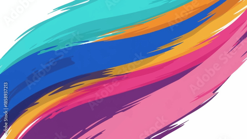 Vibrant Abstract Brush Strokes in a Dynamic Swirl of Rainbow Colors Creating a Lively and Energetic Artistic Design