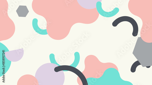 Abstract Geometric Shapes and Organic Forms in a Pastel Color Palette