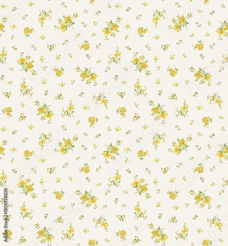 seamless floral pattern with wildfloewrs and leaves for fabric and wallpaper	
